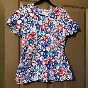 Scrubstar Patriotic Scrub Top EUC 🔥LAST CHANCE🔥